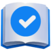 Bookfest bellwether icon, a checkmark over an open book